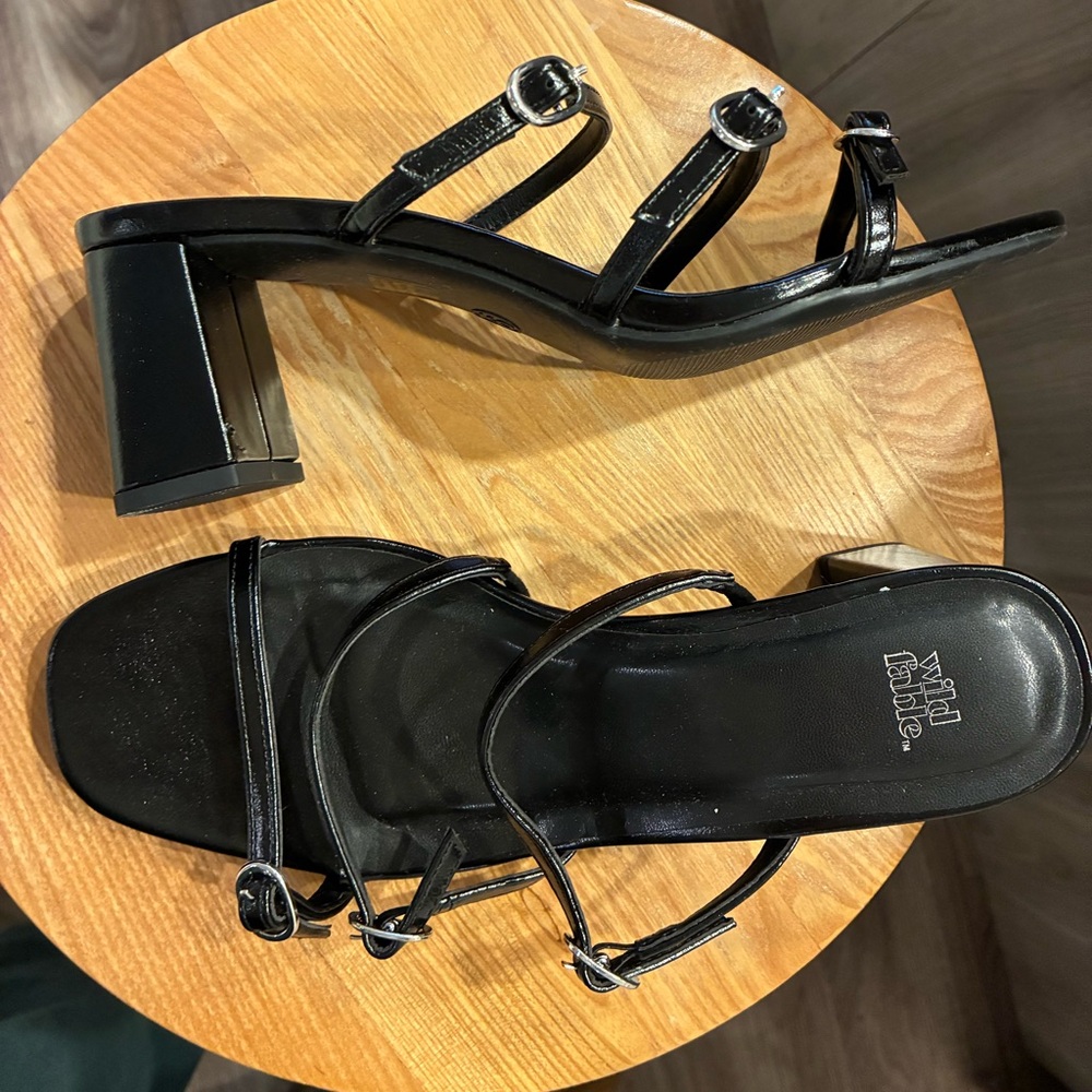 Wild Fable Glossy Black Block Heels